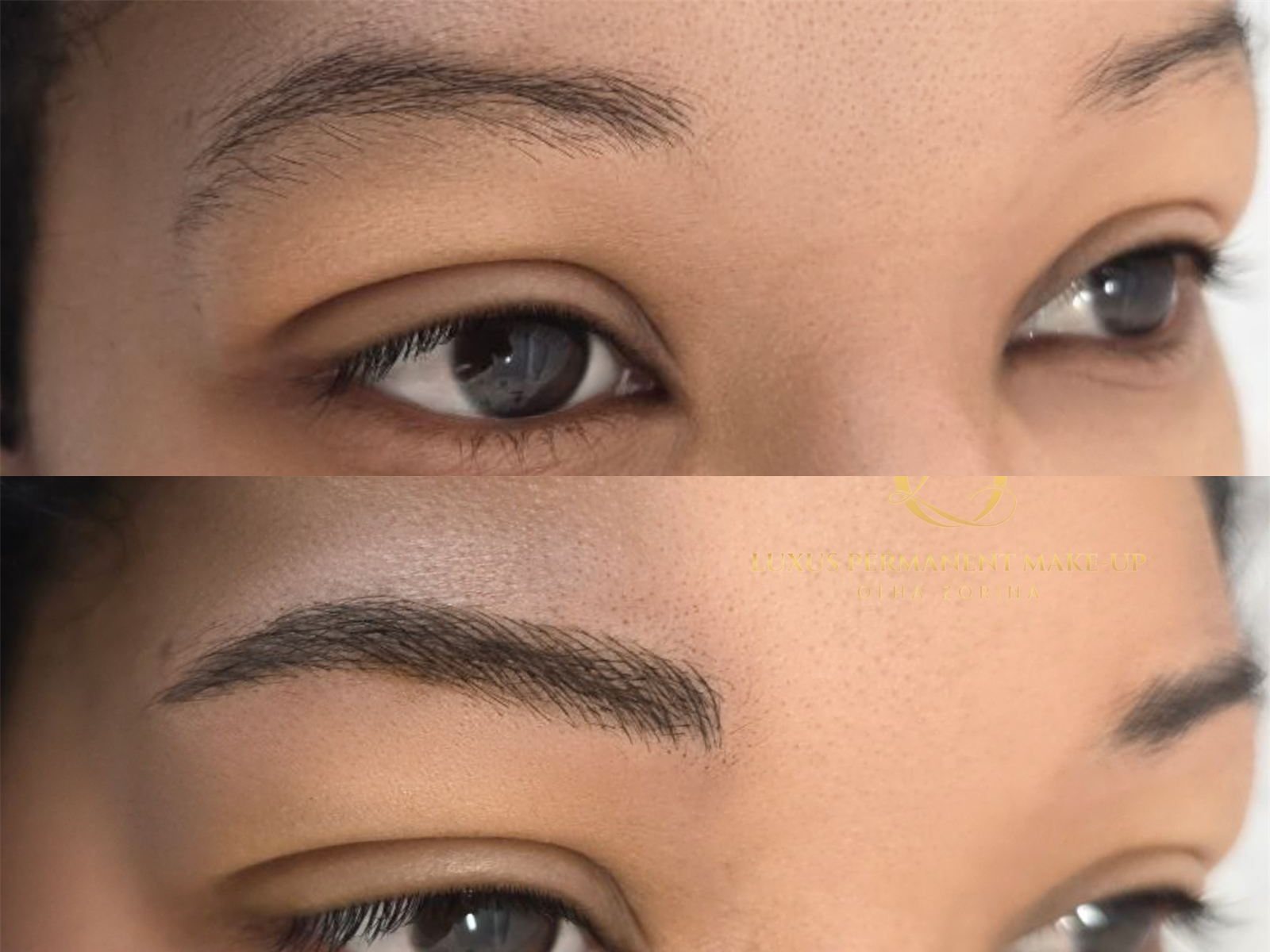 Vorher-Nachher: Microblading mit feiner Härchenzeichnung