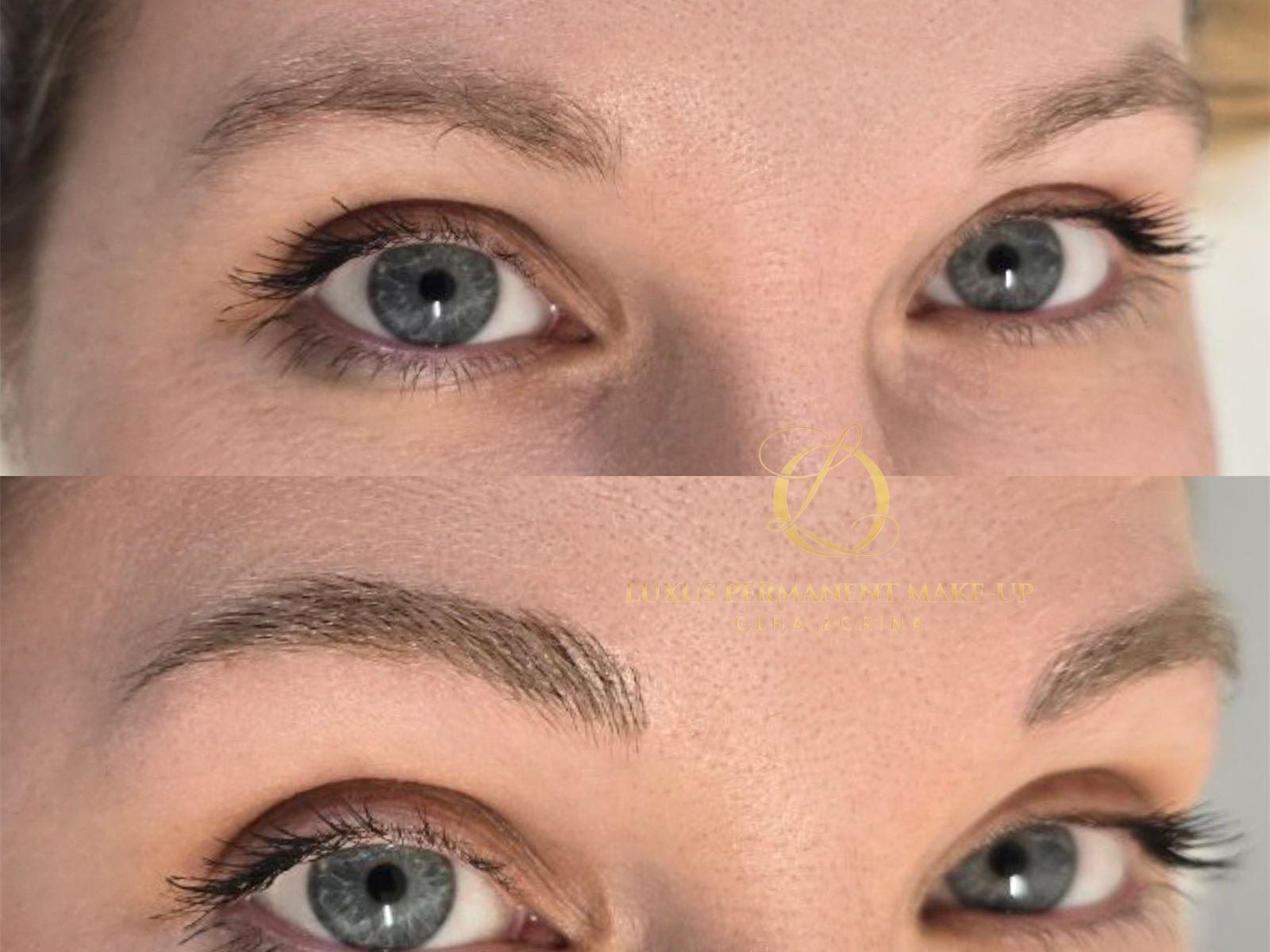 Vorher-Nachher: feine Microblading-Härchenzeichnung