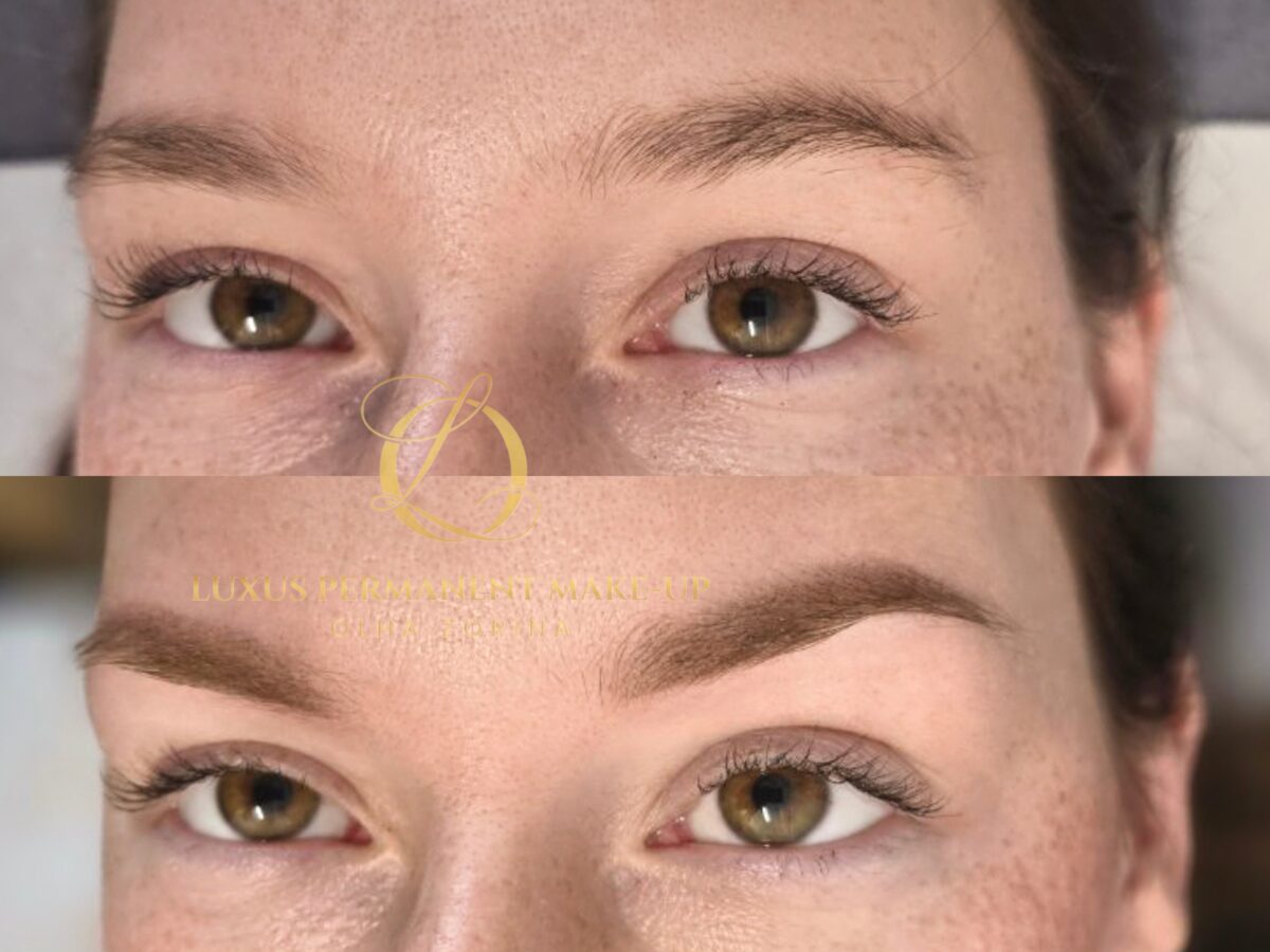 Vorher-Nachher: definierte Powder Brows