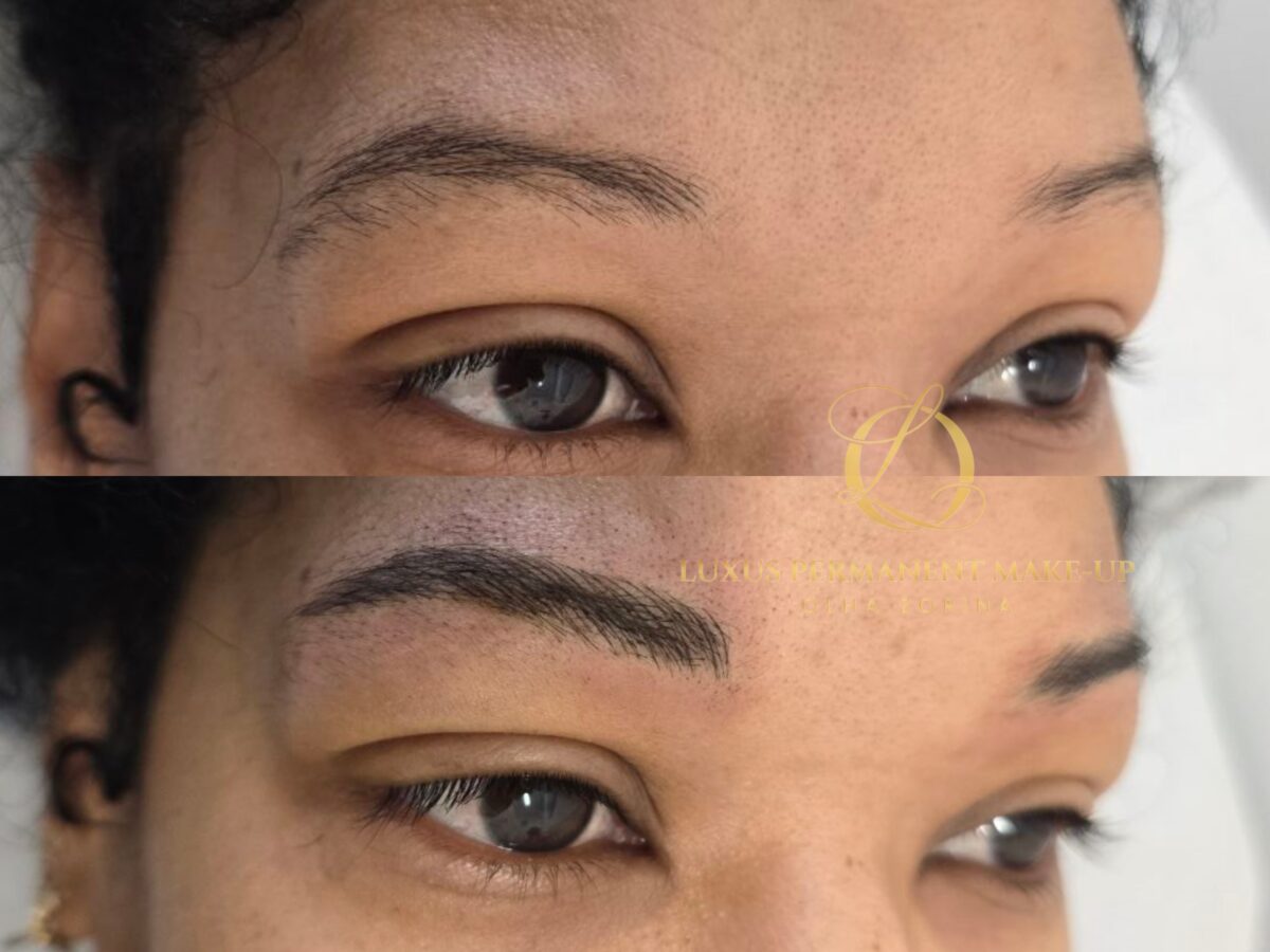 Vorher-Nachher: Microblading mit feiner Härchenzeichnung