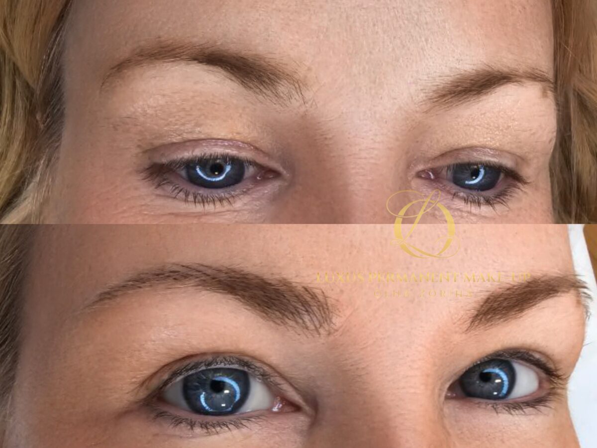 Vorher-Nachher: Microblading mit natürlicher Härchenzeichnung